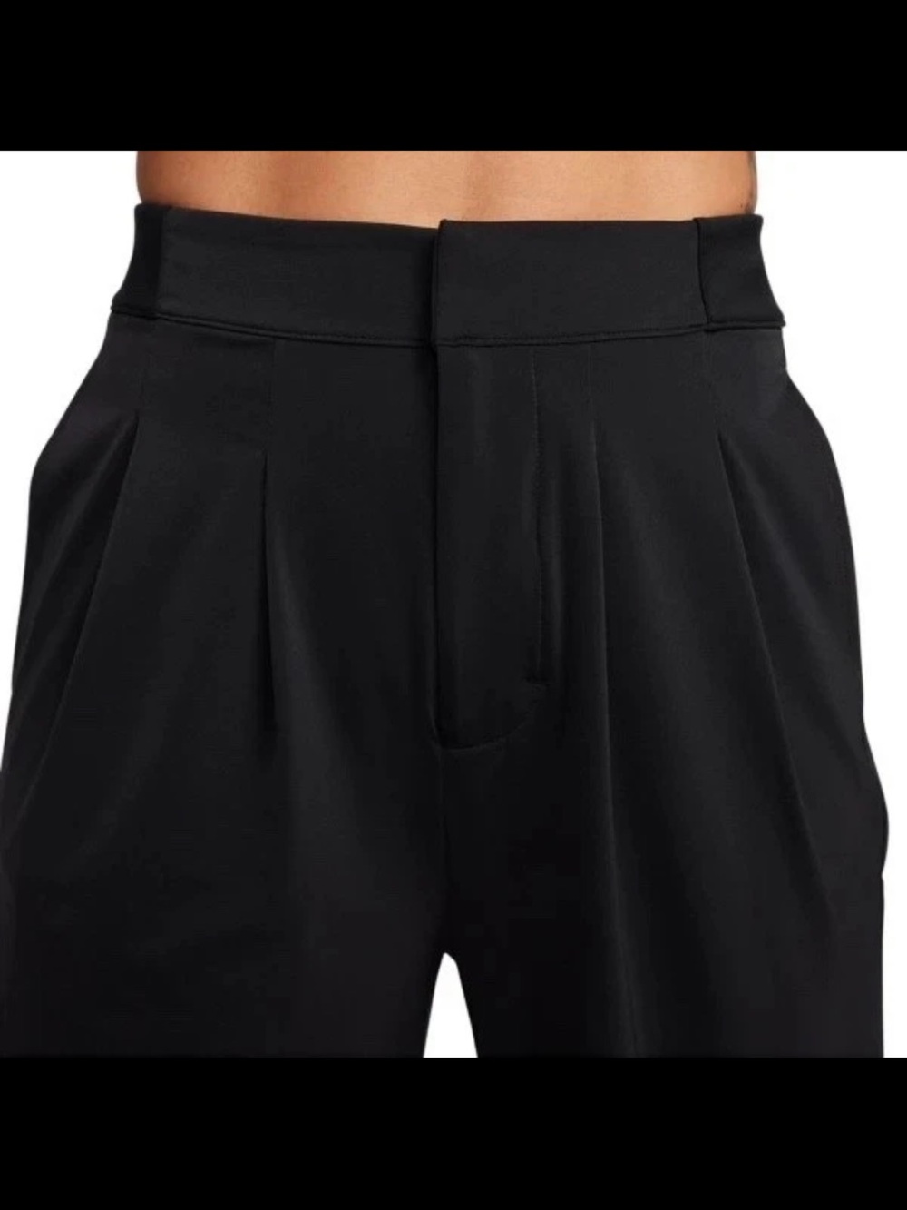 Nike Bliss Wide Leg Pleated Trouser Dri-Fit Black Small Stretch Gummy Logo - Picture 4 of 16